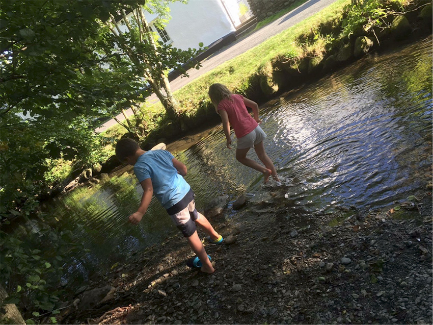 playing in water